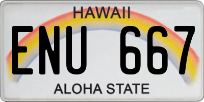 HI license plate ENU667