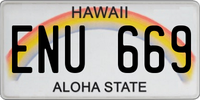 HI license plate ENU669
