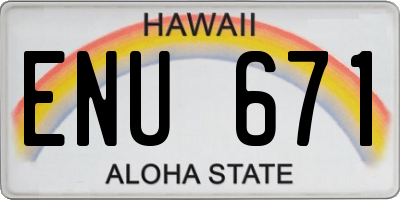 HI license plate ENU671