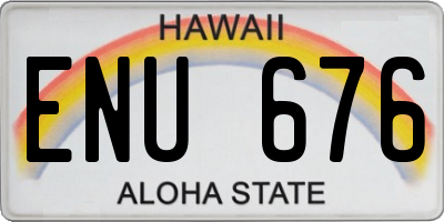HI license plate ENU676