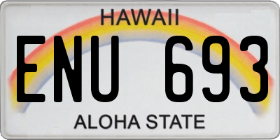 HI license plate ENU693