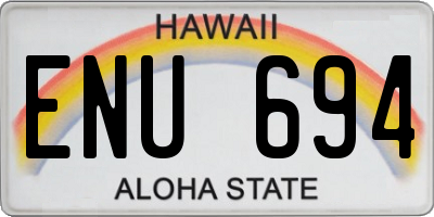 HI license plate ENU694