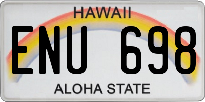 HI license plate ENU698