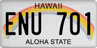 HI license plate ENU701
