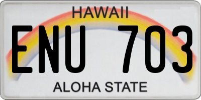 HI license plate ENU703