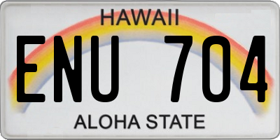 HI license plate ENU704