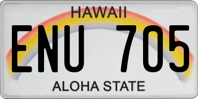 HI license plate ENU705