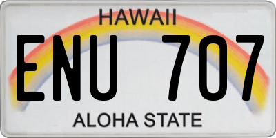 HI license plate ENU707