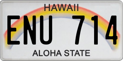 HI license plate ENU714