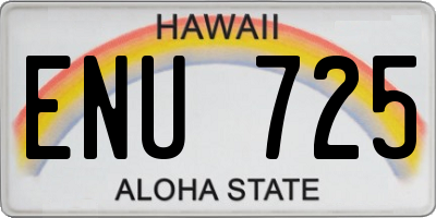 HI license plate ENU725