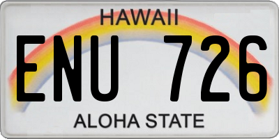 HI license plate ENU726