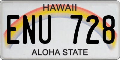 HI license plate ENU728