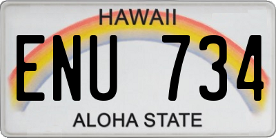 HI license plate ENU734