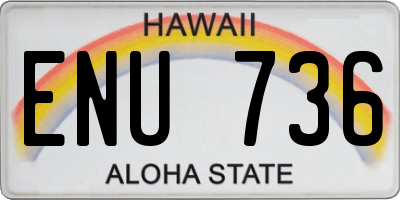 HI license plate ENU736