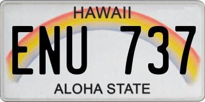 HI license plate ENU737