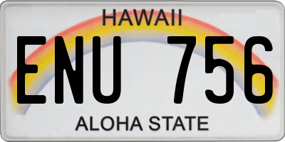 HI license plate ENU756