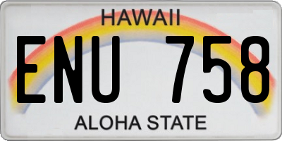HI license plate ENU758