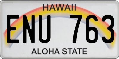 HI license plate ENU763