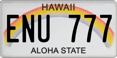 HI license plate ENU777