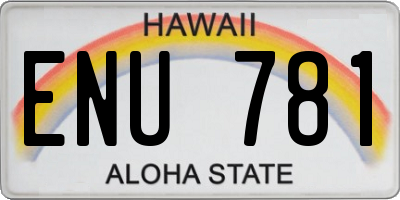 HI license plate ENU781
