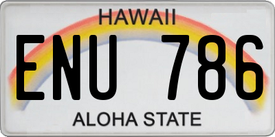 HI license plate ENU786