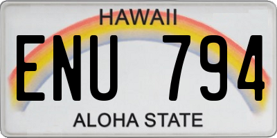 HI license plate ENU794