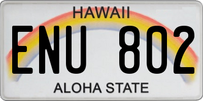 HI license plate ENU802