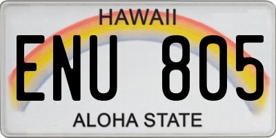HI license plate ENU805