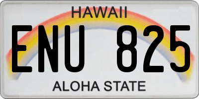 HI license plate ENU825