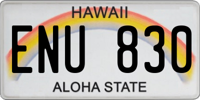 HI license plate ENU830
