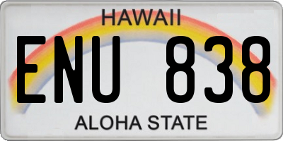 HI license plate ENU838