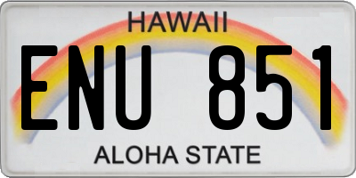 HI license plate ENU851