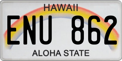 HI license plate ENU862