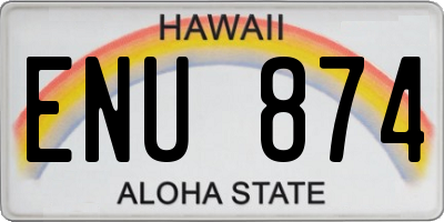 HI license plate ENU874