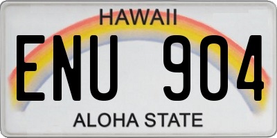 HI license plate ENU904