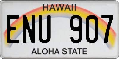 HI license plate ENU907