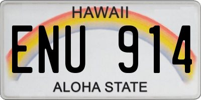 HI license plate ENU914