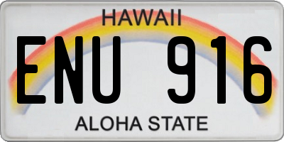 HI license plate ENU916