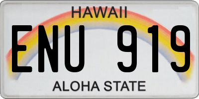 HI license plate ENU919