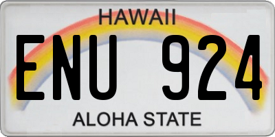 HI license plate ENU924