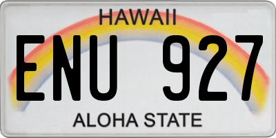 HI license plate ENU927