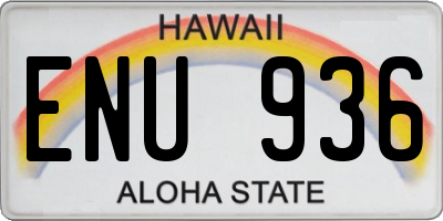 HI license plate ENU936