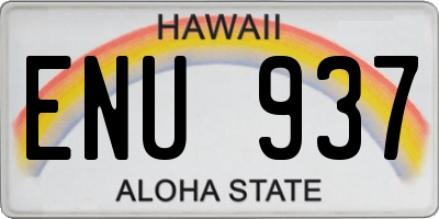 HI license plate ENU937