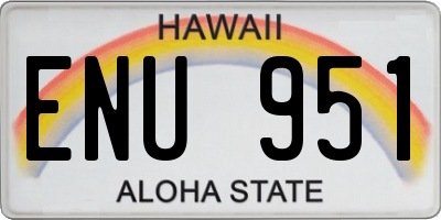 HI license plate ENU951