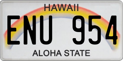 HI license plate ENU954
