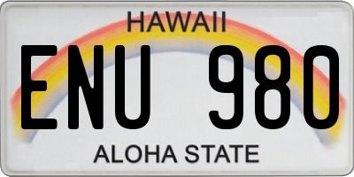 HI license plate ENU980