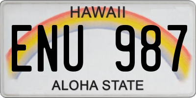 HI license plate ENU987