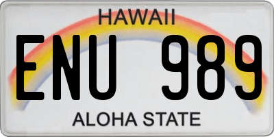 HI license plate ENU989