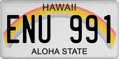 HI license plate ENU991