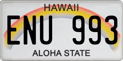HI license plate ENU993